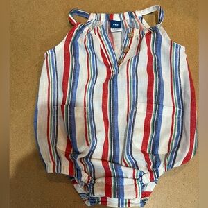 Old Navy Striped Cotton Baby One-Piece Romper in Red, Blue & White